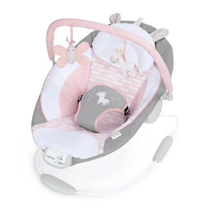 Soothing Baby Bouncer Infant Seat with Vibrations, Toy Bar & Sounds, Pink Unicorn, 0-6 Months