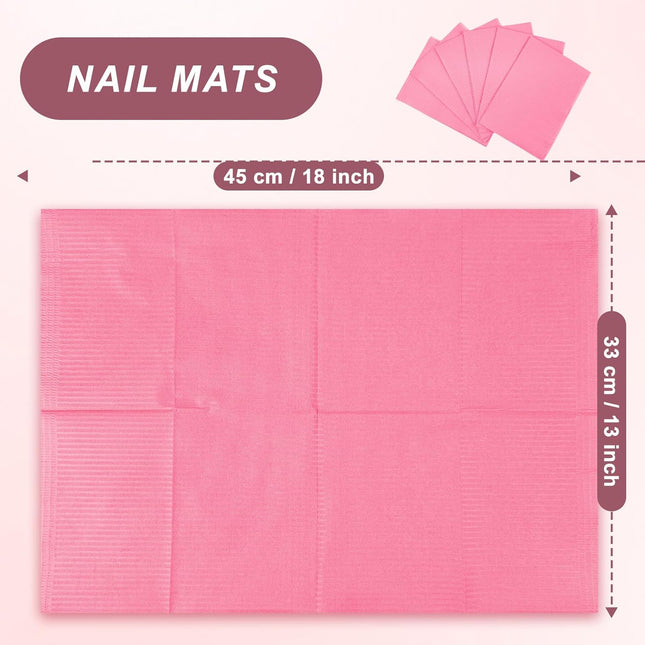 40-Piece Disposable Pink Nail Mats, 13 x 18 in
