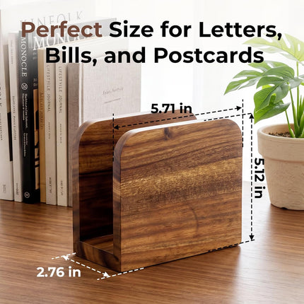 Acacia Wood Countertop Mail Organizer and Letter Holder