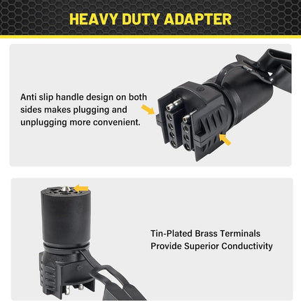 7 Pin Round to 4 and 5 Pin Flat Blade Trailer Adapter, 2-in-1 Design