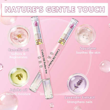 2-in-1 Ceramic Cuticle Pusher & Oil Pen, 2 Packs