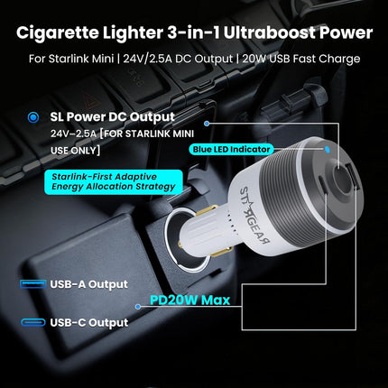 3-in-1 Mini Car Adapter with Dual USB Ports
