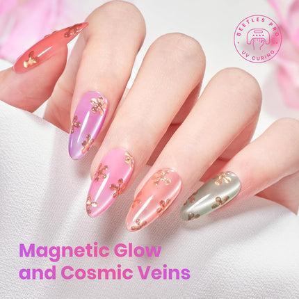 Cat Eye Gel Nail Polish Set, 6 Pastel Shimmer Colors