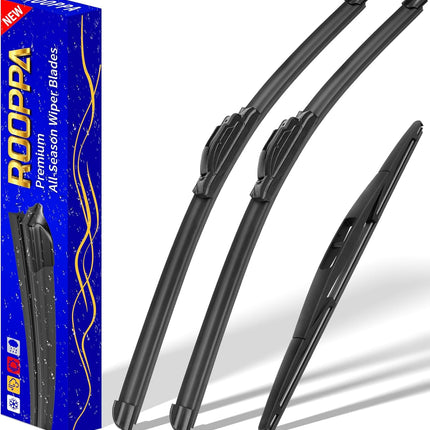 26/22/16 Inch U/J Hook Windshield Wiper Blade Set of 3