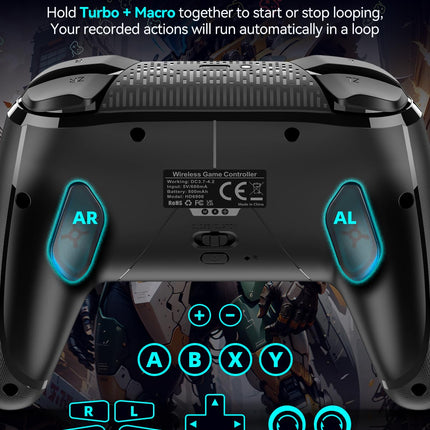 Wireless Bluetooth Game Controller with Motion, Turbo and Macro