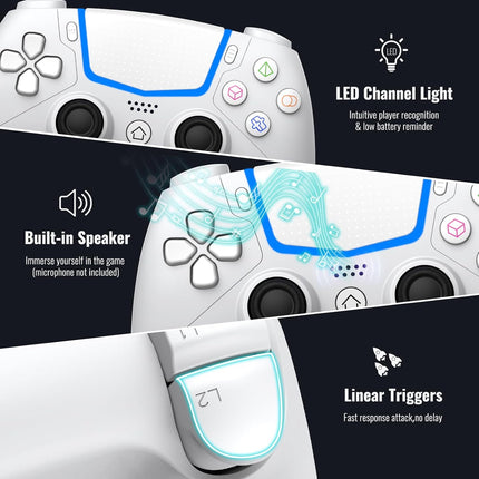 White Wireless Gaming Controller with Hall Joysticks