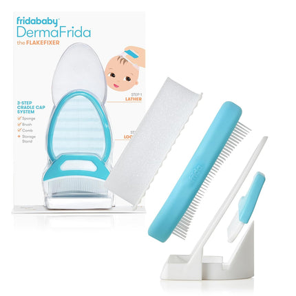 3-Step Cradle Cap Flake Care System for Babies, White and Blue