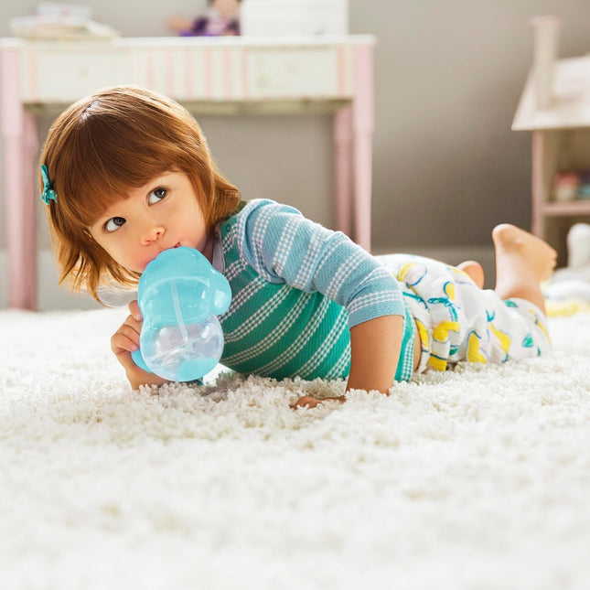 Weighted Straw Sippy Cups for Toddlers 7 oz, Leak Proof, Easy to Hold, Blue/Green