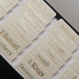 Cream Leather Bible Tabs with Book Summaries and Gold Foil Lettering