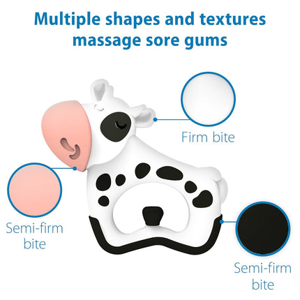 Cow Baby Teether, Multi-Texture Massaging Teething Toy for Babies 3m+
