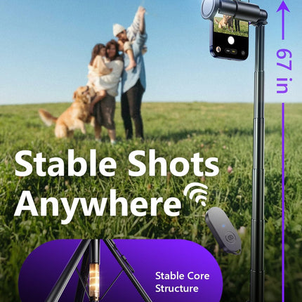 67-Inch Phone Tripod Selfie Stick with Remote