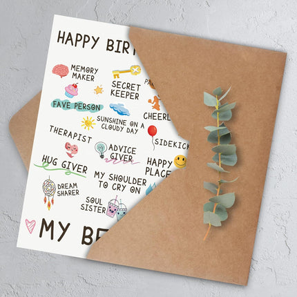 Bestie Birthday Card for Best Friend, Sister, or Women