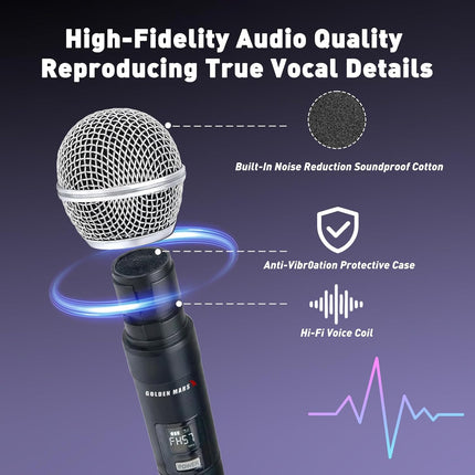 Wireless Handheld Microphones with 2.4GHz 500 ft Range