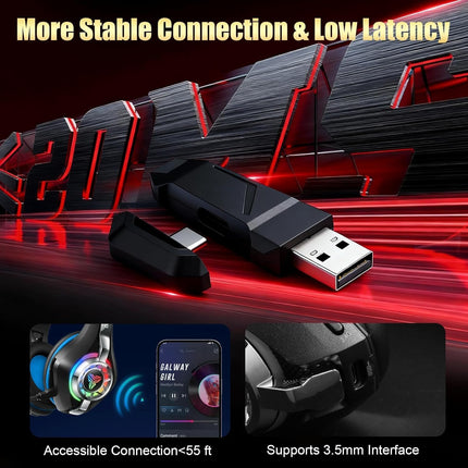 Wireless Gaming Headset for PS5, PS4 and Switch with RGB, Mic and 45H Battery