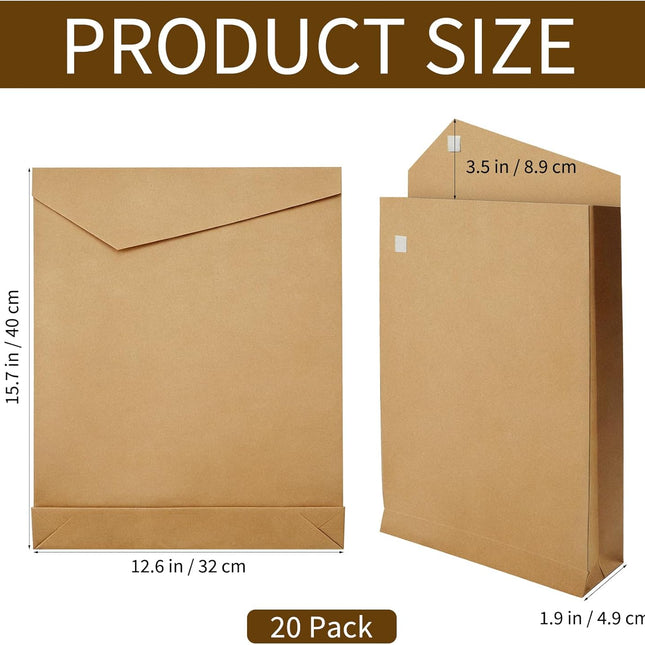 20 Pack 12.6 x 15.75 in Expandable Kraft Catalog Envelopes