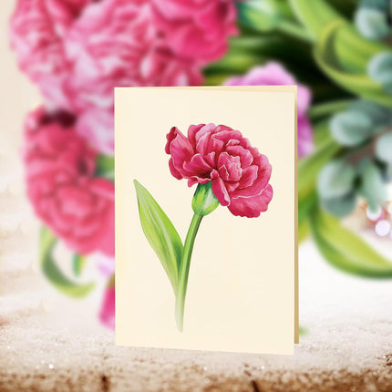 Pop Up Flower Card with 3D Paper Bouquet, Note Card & Envelope