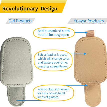 DriveForge ForjaRuta Yuoyar Sunglass Holder for Car, Magnetic Leather Sunglasses Holder and — Auto & Moto