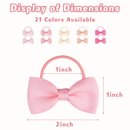 Hair Ties for Baby Girls - 42 Small 2-Inch Hair Bows in 21 Color Pairs