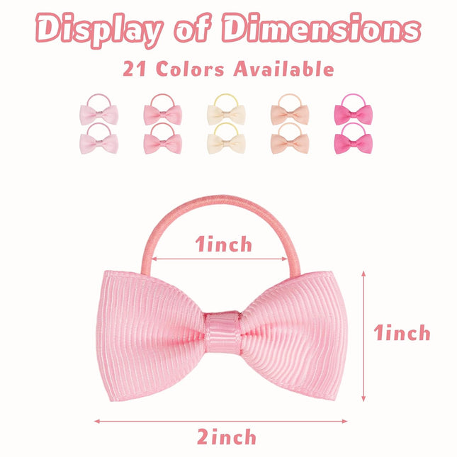 Hair Ties for Baby Girls - 42 Small 2-Inch Hair Bows in 21 Color Pairs