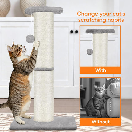 PawHaven RefugioPata PAWSCRAT Cat Scratching Post 32" Tall, Large Diameter Natural Sisal Cat — Pet Supplies
