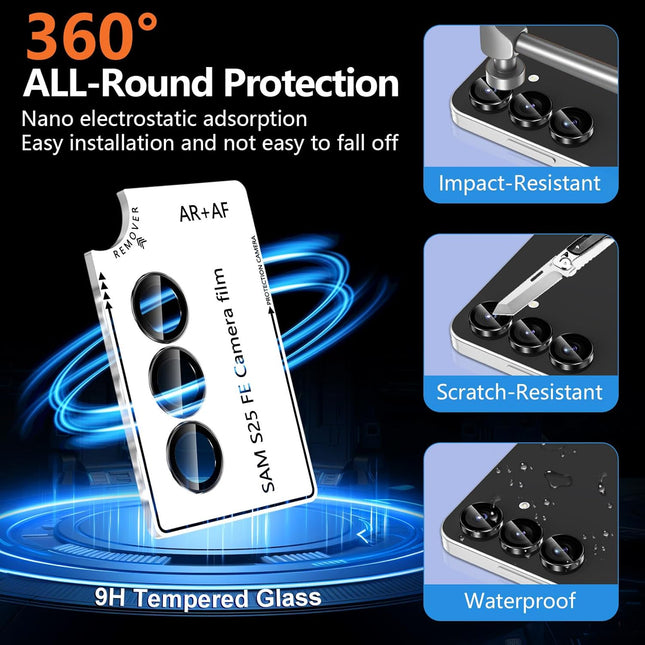 S25 FE Black Ring Tempered Glass Camera Lens Protector