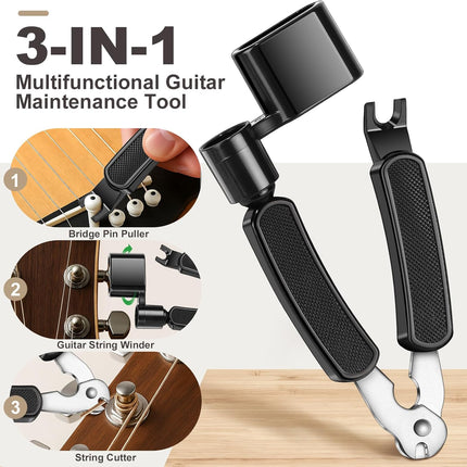 3-in-1 Guitar String Winder, Cutter & Bridge Pin Puller