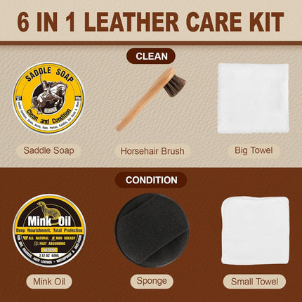 Leather Boot Care Kit with Mink Oil & Saddle Soap