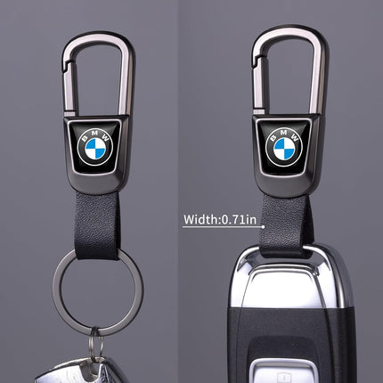 Black Leather Braided Car Keychain Key Ring