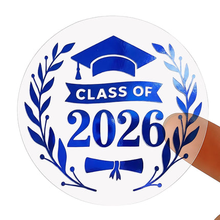 HomeChef ChefDelHogar 2026 Graduation Stickers Labels - Class of 2026 Blue Foil on Clear Vinyl — Kitchen & Home
