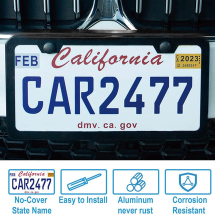 2-Piece Premium Matte Black Aluminum License Plate Frames