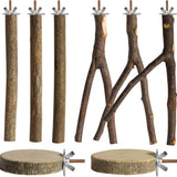 8 Pack 9 Inch Natural Wood Bird Perches, L Size