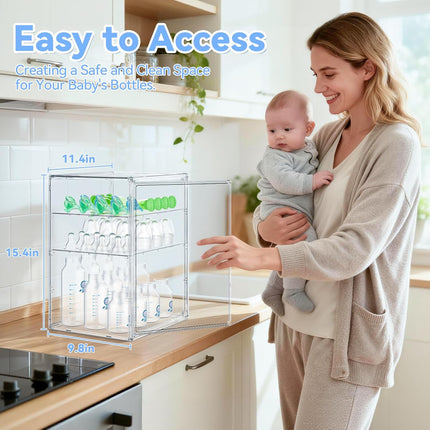 X-Large Clear Baby Bottle Storage Organizer for Countertop