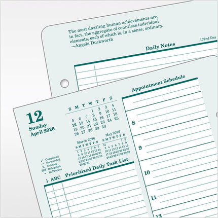 Original Two-Page-Per-Day Planner Refill, Ring-Bound Classic, Apr 2026-Mar 2027