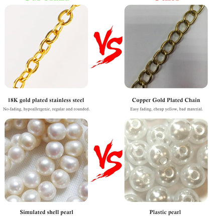18K Gold Plated 6 mm Pearl Bracelets for Women