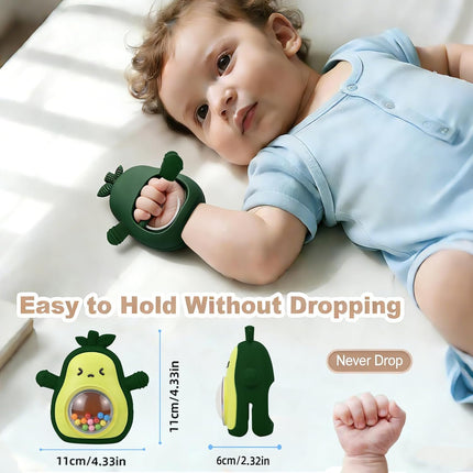 Avocado Baby Teething Mitten with Rattle