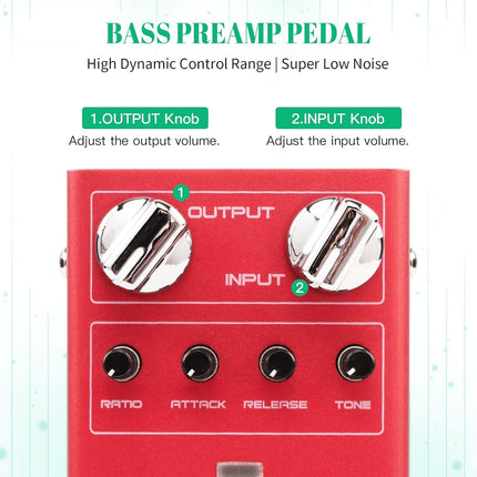 Bass Compressor Guitar Pedal with Optical Circuit