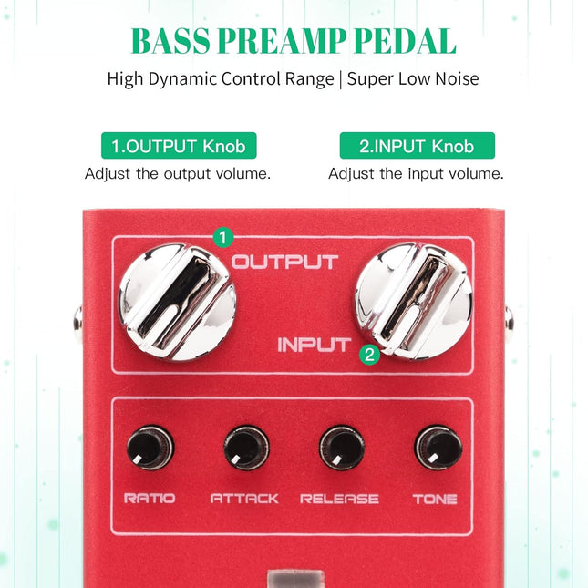 Bass Compressor Guitar Pedal with Optical Circuit