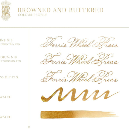 Browned and Buttered Burnt Goldenrod Fountain Pen Ink with Gold Shimmer, 38ml