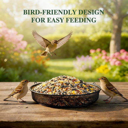 2 Pack Alpaca Fiber Bird Nesting Heart & Hanging Metal Mesh Feeder Tray Kit