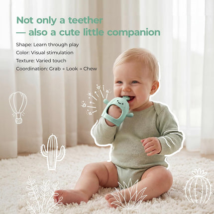 Grass Green Food Grade Silicone Baby Teething Mitten