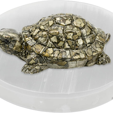 Natural Pyrite Tortoise Turtle Figurine for Feng Shui Wealth & Good Luck