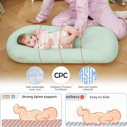 Green Organic Cotton Baby Lounger for Newborns 0-24 Months