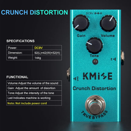 Crunch Distortion Electric Guitar Effects Pedal Mini Single Type DC 9V True Bypass