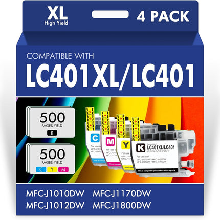 LC401XL LC401 Ink Cartridges 4-Pack for Select MFC-J Printers