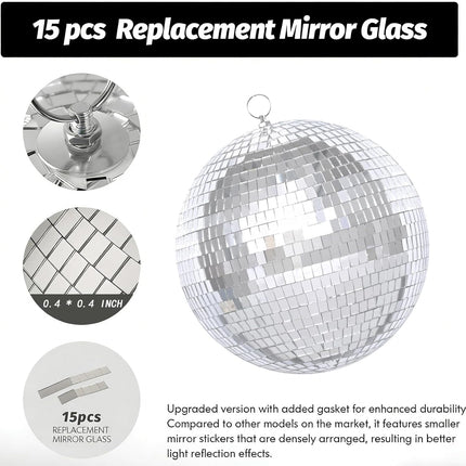 2-Pack 8-Inch Hanging Mirror Disco Balls with Replacement Mirrors