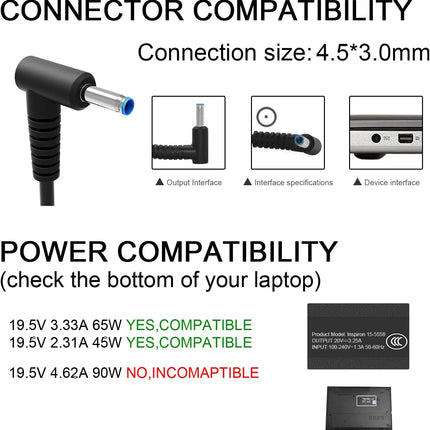 65W/45W Smart Blue Tip Laptop Charger Power Adapter