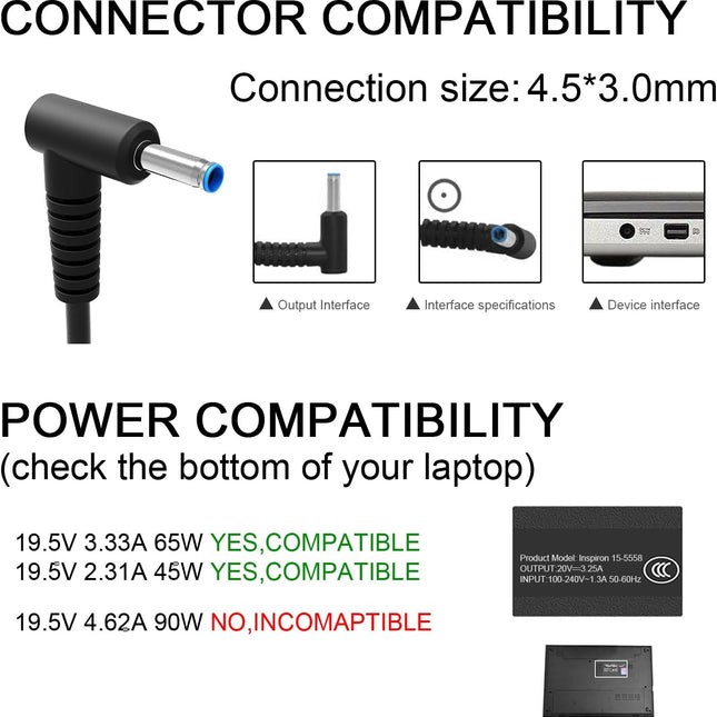 65W/45W Smart Blue Tip Laptop Charger Power Adapter