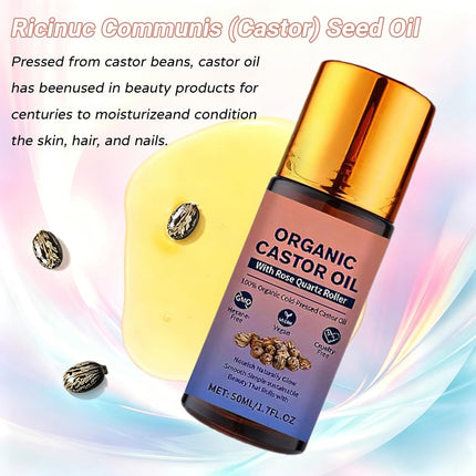 GlowEssence EsenciaLuz DESIYUE Organic Castor Oil Roll On with Rose Quartz Roller — Beauty & Self-Care