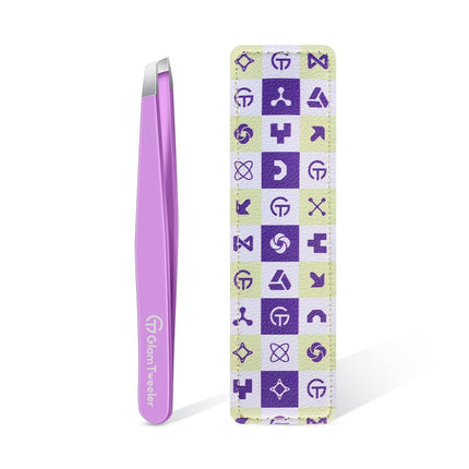 Expert Slant Tip Tweezers with Leather Case, Violet