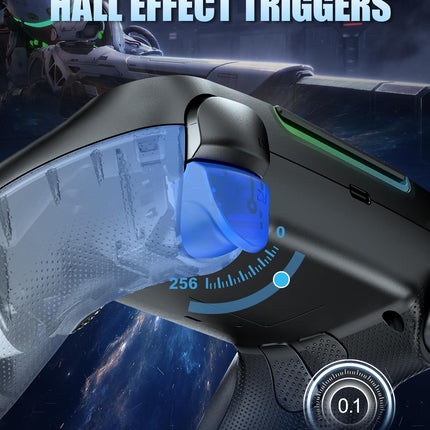 LED Wireless Gaming Controller with Hall Effect Joystick and Trigger